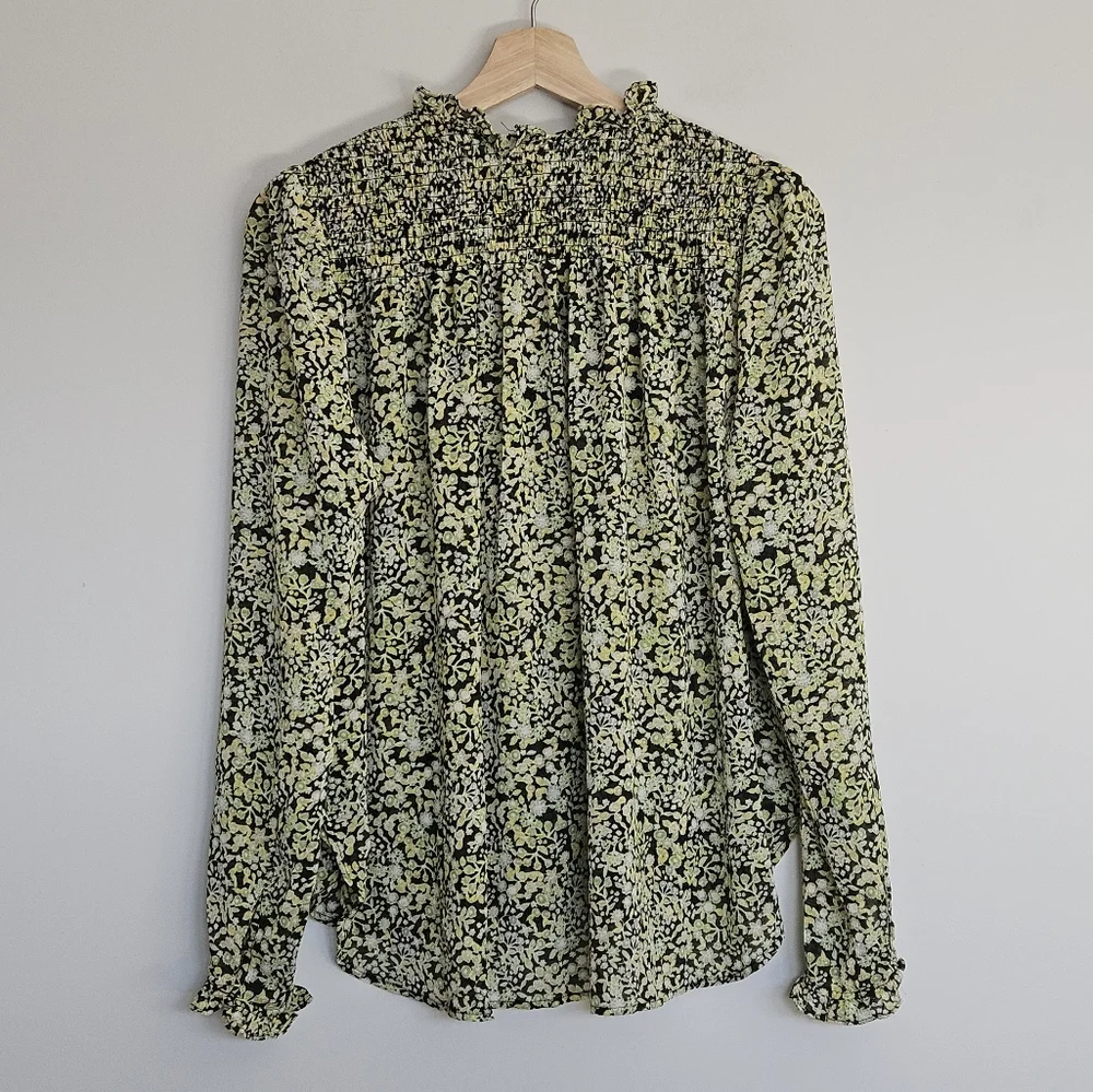 Free People Lela Floral Smocked Ruffle Blouse Floral XS - Picture 4 of 12